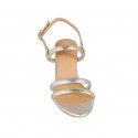 Woman's sandal in silver and platinum laminated leather heel 7 - Available sizes:  44