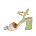 Woman's strap sandal in green and grey suede heel 7 - Available sizes:  42, 44, 45