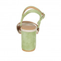 Sandale avec courroie pour femmes en daim vert et gris clair talon 7 - Pointures disponibles:  42, 44, 45