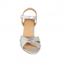 Woman's strap sandal in silver laminated leather heel 7 - Available sizes:  44