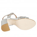 Woman's strap sandal in silver laminated leather heel 7 - Available sizes:  44