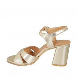 Sandale avec courroie pour femmes en cuir lamé platine talon 7 - Pointures disponibles:  43, 44, 46 2