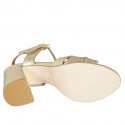 Sandalo da donna in pelle laminata platino con cinturino tacco 7 - Misure disponibili: 43, 44, 46