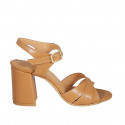 Sandale pour femmes en cuir cognac avec courroie talon 7 - Pointures disponibles:  43