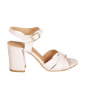Woman's sandal in light rose leather with strap heel 7 - Available sizes:  43, 44, 45