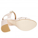 Woman's sandal in light rose leather with strap heel 7 - Available sizes:  43, 44, 45