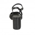 Sandale pour femmes en cuir noir avec courroie talon 7 - Pointures disponibles:  33, 43, 45
