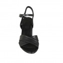 Sandale pour femmes en cuir noir avec courroie talon 7 - Pointures disponibles:  33, 43, 45