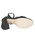 Sandale pour femmes en cuir noir avec courroie talon 7 - Pointures disponibles:  33, 43, 45