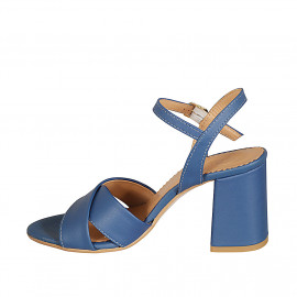 Sandale pour femmes en cuir bleu avec courroie talon 7 - Pointures disponibles:  43, 44 2