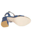 Sandale pour femmes en cuir bleu avec courroie talon 7 - Pointures disponibles:  43, 44