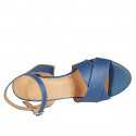 Sandalia para mujer en piel azul con cinturon tacon 7 - Tallas disponibles:  43, 44