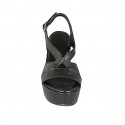 Sandalo da donna in pelle stampata nera con plateau e zeppa 9 - Misure disponibili: 31, 42, 43