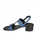 Sandalo da donna in pelle blu con tacco 4 - Misure disponibili: 32