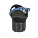 Sandale pour femmes en cuir bleu avec talon 4 - Pointures disponibles:  32