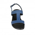 Woman's sandal in blue leather with heel 4 - Available sizes:  32