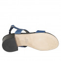 Woman's sandal in blue leather with heel 4 - Available sizes:  32