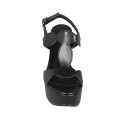 Woman's platform sandal in black leather heel 12 - Available sizes:  31