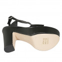 Sandalia para mujer en piel negra con plataforma y tacon 12 - Tallas disponibles:  31