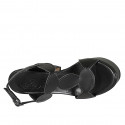 Sandalia para mujer en piel negra con plataforma y tacon 12 - Tallas disponibles:  31