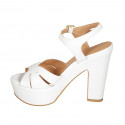 Woman's strap sandal with platform in white leather heel 12 - Available sizes:  43, 44