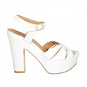 Woman's strap sandal with platform in white leather heel 12 - Available sizes:  43, 44