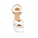 Woman's strap sandal with platform in white leather heel 12 - Available sizes:  43, 44