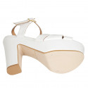 Woman's strap sandal with platform in white leather heel 12 - Available sizes:  43, 44
