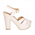 Sandalo da donna con cinturino e plateau in pelle rosa chiaro tacco 12 - Misure disponibili: 43, 44