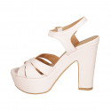 Woman's strap sandal with platform in light rose leather heel 12 - Available sizes:  43, 44