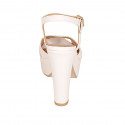 Sandalo da donna con cinturino e plateau in pelle rosa chiaro tacco 12 - Misure disponibili: 43, 44
