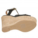 Sandalo da donna in pelle nera con plateau, cinturino e zeppa 12 - Misure disponibili: 43