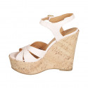 Woman's strap and platform sandal in light rose leather wedge heel 12 - Available sizes:  34, 43