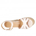 Woman's strap and platform sandal in light rose leather wedge heel 12 - Available sizes:  34, 43