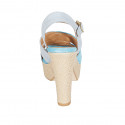 Sandalia para mujer con cinturon y plataforma en gamuza azul y azul claro tacon 12 - Tallas disponibles:  43, 44