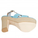 Sandale pour femmes avec courroie et plateforme en daim bleu clair et bleu talon 12 - Pointures disponibles:  43, 44