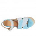 Sandalo con cinturino da donna con plateau in camoscio azzurro e bluette tacco 12 - Misure disponibili: 43, 44