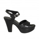 Sandalia para mujer en piel negra con cinturon y plataforma tacon 9 - Tallas disponibles:  31