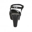 Sandale pour femmes en cuir noir avec courroie et plateforme talon 9 - Pointures disponibles:  31