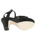 Sandalia para mujer en piel negra con cinturon y plataforma tacon 9 - Tallas disponibles:  31