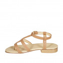 Sandalo infradito da donna in pelle color cuoio tacco 2 - Misure disponibili: 43, 44