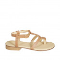 Woman's thong sandal in cognac brown leather heel 2 - Available sizes:  43, 44
