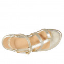 Woman's thong sandal in platinum laminated leather heel 2 - Available sizes:  32, 33, 44, 46