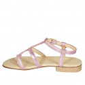 Sandale entredoigt pour femmes en cuir lamé rose talon 2 - Pointures disponibles:  32, 33, 42, 43, 44, 45
