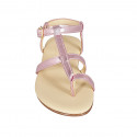 Woman's thong sandal in rose laminated leather heel 2 - Available sizes:  32, 33, 42, 43, 44, 45