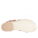 Woman's thong sandal in rose laminated leather heel 2 - Available sizes:  32, 33, 42, 43, 44, 45