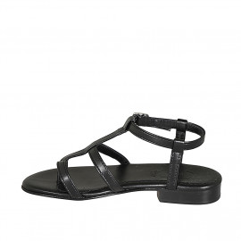 Sandale entredoigt pour femmes en cuir noir talon 2 - Pointures disponibles:  32, 44 2