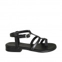 Sandale entredoigt pour femmes en cuir noir talon 2 - Pointures disponibles:  32, 44
