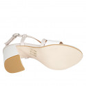 Woman's crossed strap sandal in white and rose leather heel 7 - Available sizes:  42, 44, 45