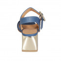 Woman's strap sandal in blue leather heel 5 - Available sizes:  42